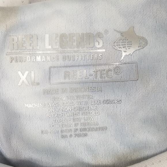 Reel Legends Shirt Mens XL Blue White Long Sleeve Fishing Gaiter REEL-TEC - Picture 13 of 14